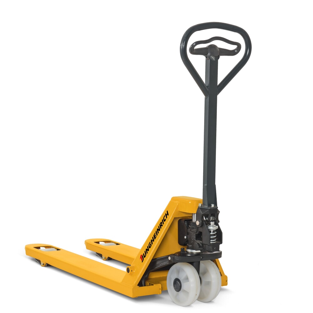 Jungheinrich™ Handhubwagen AM 20, Tragfähigkeit 2000 kg, ergonomische Bedienbarkeit, Nylon-Lenkräder, Nylon-Gabelrollen, Einfachbereifung