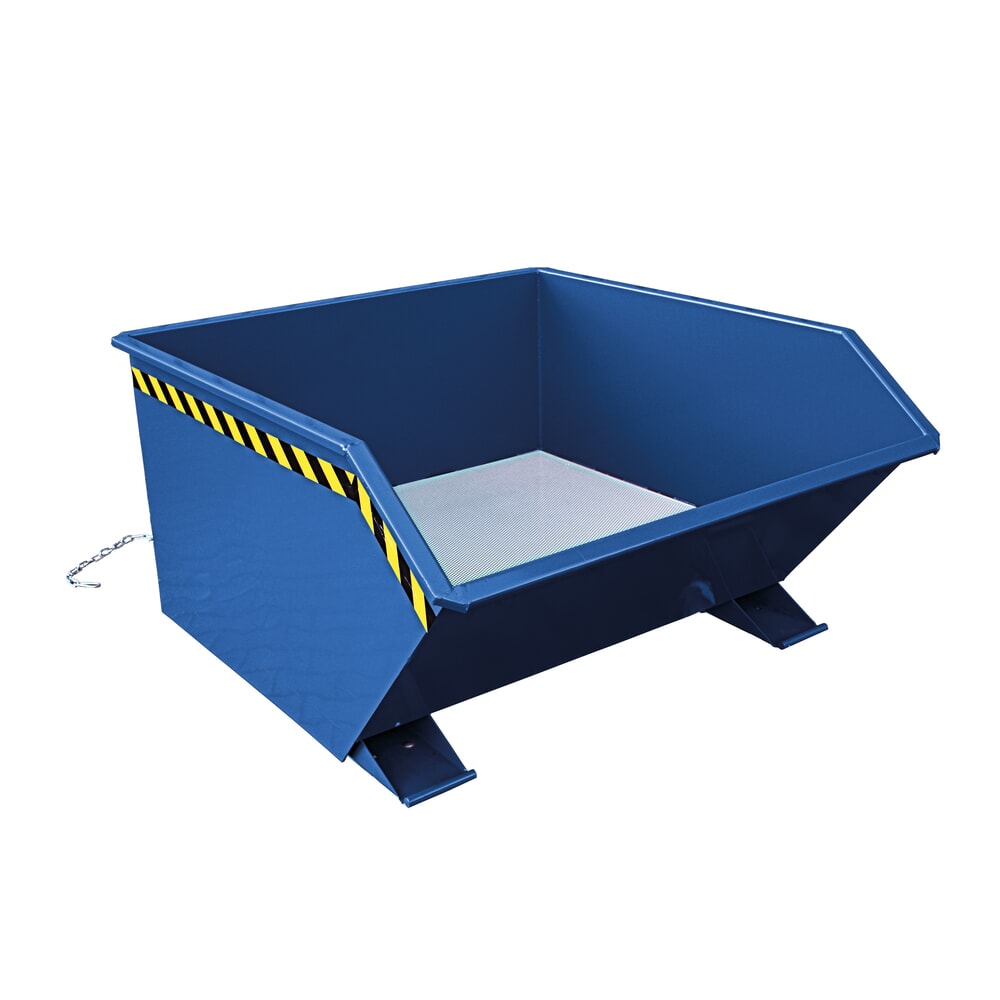 Eichinger® Spänebehälter mit Lochblech-Boden und Ablasshahn, 1000 kg, 300 Liter, enzianblau