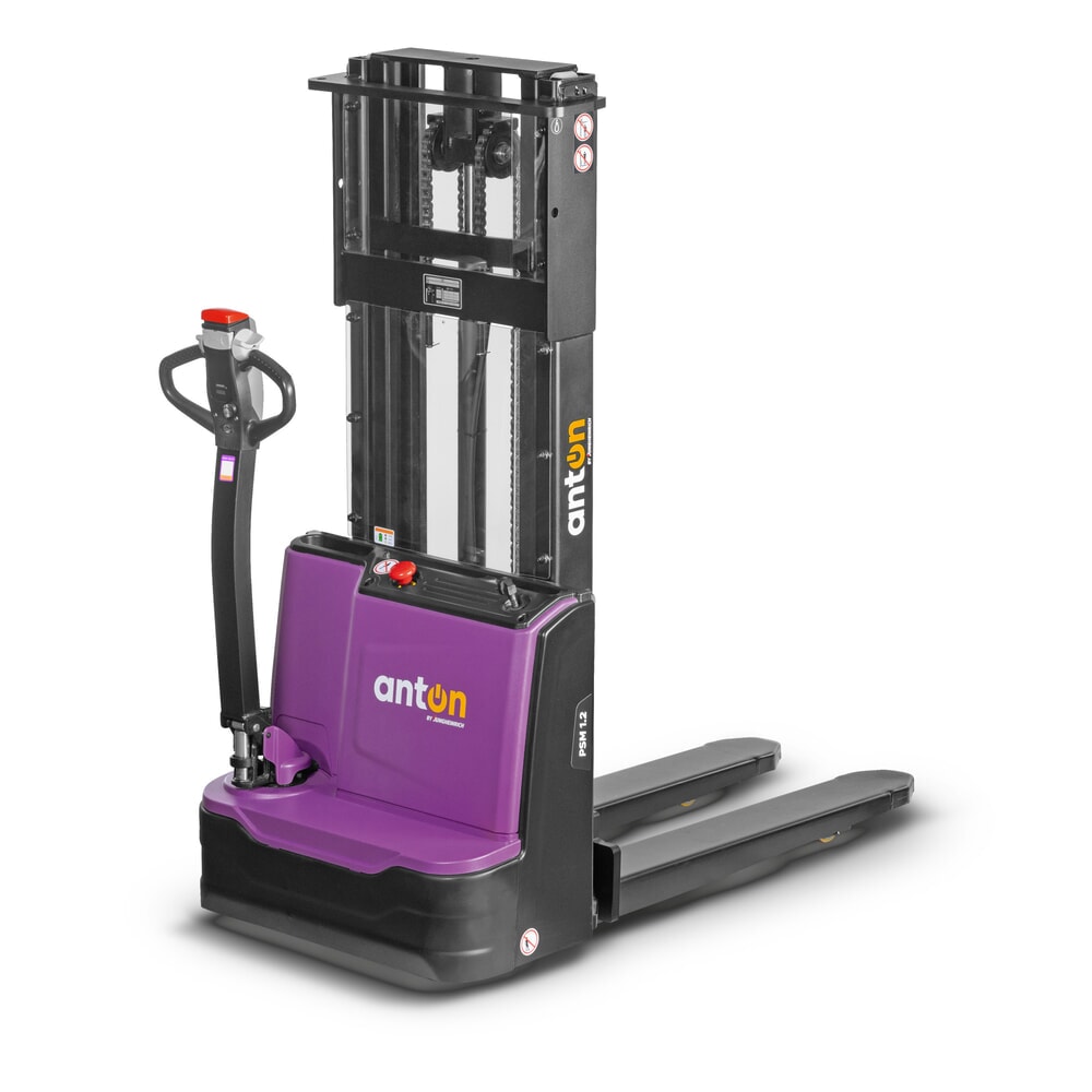 AntOn by Jungheinrich™ Elektro-Hochhubwagen PSM 1.2, mit Zweifach-Teleskop-Hubgerüst, Tragfähigkeit 1200 kg, Hubhöhe 3622 mm