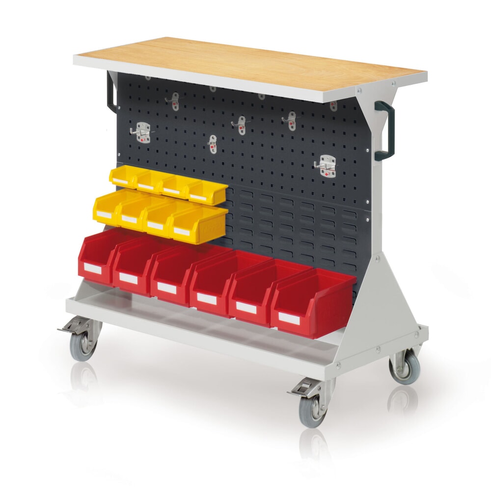 Kappes Rastermobil-Rollwagen, HxBxT 930 mm x 1000 mm x 500 mm, mit Auflageboden inkl. Multiplex-Werkbankplatte, lichtgrau/anthrazitgrau