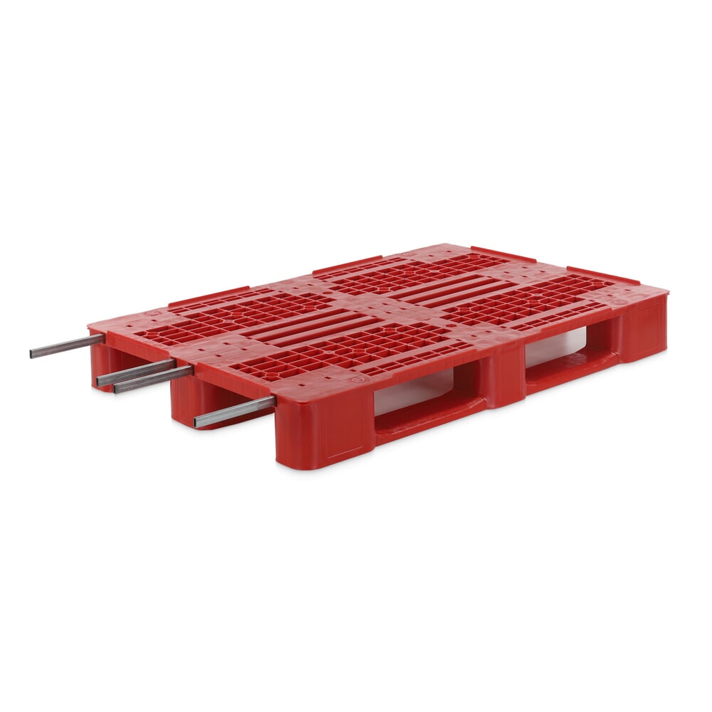 Alpha EURO-Kunststoffpalette, Polyethylen, stahlverstärkt, rot