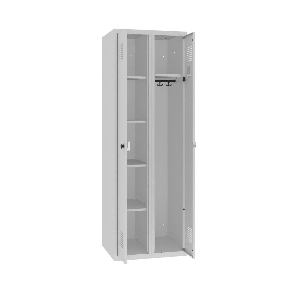 Steinbock® Kleider-/Wäschespind, 1 Abteil, Drehriegelverschluss, HxBxT 1800 x 600 x 500 mm, lichtgrau/lichtgrau
