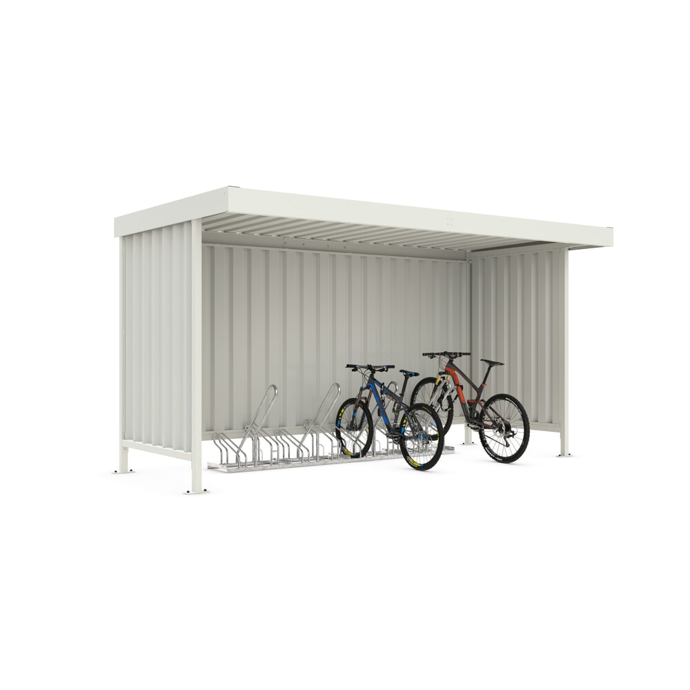 wsm® Fahrradüberdachung Leipzig, Flachdach mit Attika, für 8 Fahrräder