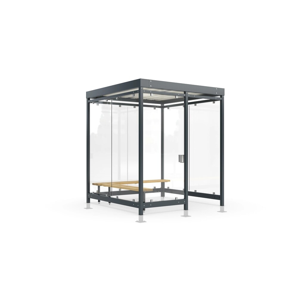 wsm® Raucherunterstand Professional Köln, ESG-Verglasung, integrierte Beleuchtung, Bausatz, HxBxT 2440 mm x 2165 mm x 2165 mm
