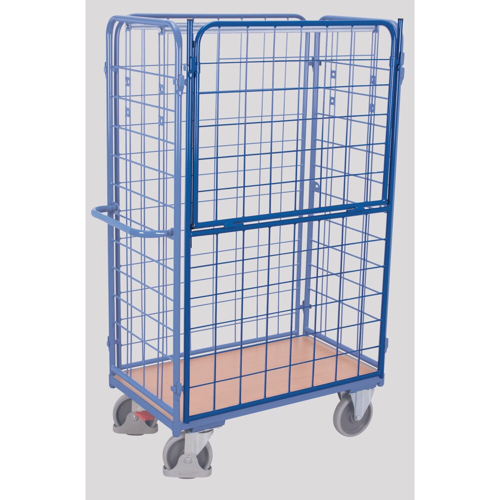 Längswand für VARIOfit® Paket- oder Etagenwagen, HxB 1525 mm x 1170 mm, enzianblau, klappbar