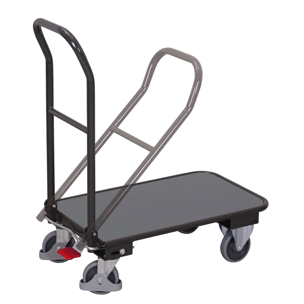 VARIOfit® Klappwagen, Stahlgestell, Holzwerkstoff-Ladefläche, EasySTOP®-Bremssystem, HxBxT 940 mm x 815 mm x 450 mm, anthrazitgrau