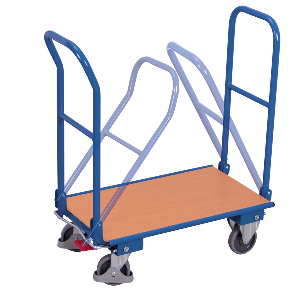 VARIOfit® Klappwagen, 2 Bügel, EasySTOP®-Bremssystem, HxBxT 940 mm x 850 mm x 450 mm, enzianblau