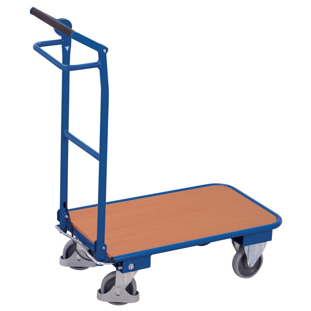 VARIOfit® Klappwagen, Totmannbremse, EasySTOP®-Bremssystem, HxBxT 1005 mm x 865 mm x 450 mm, enzianblau