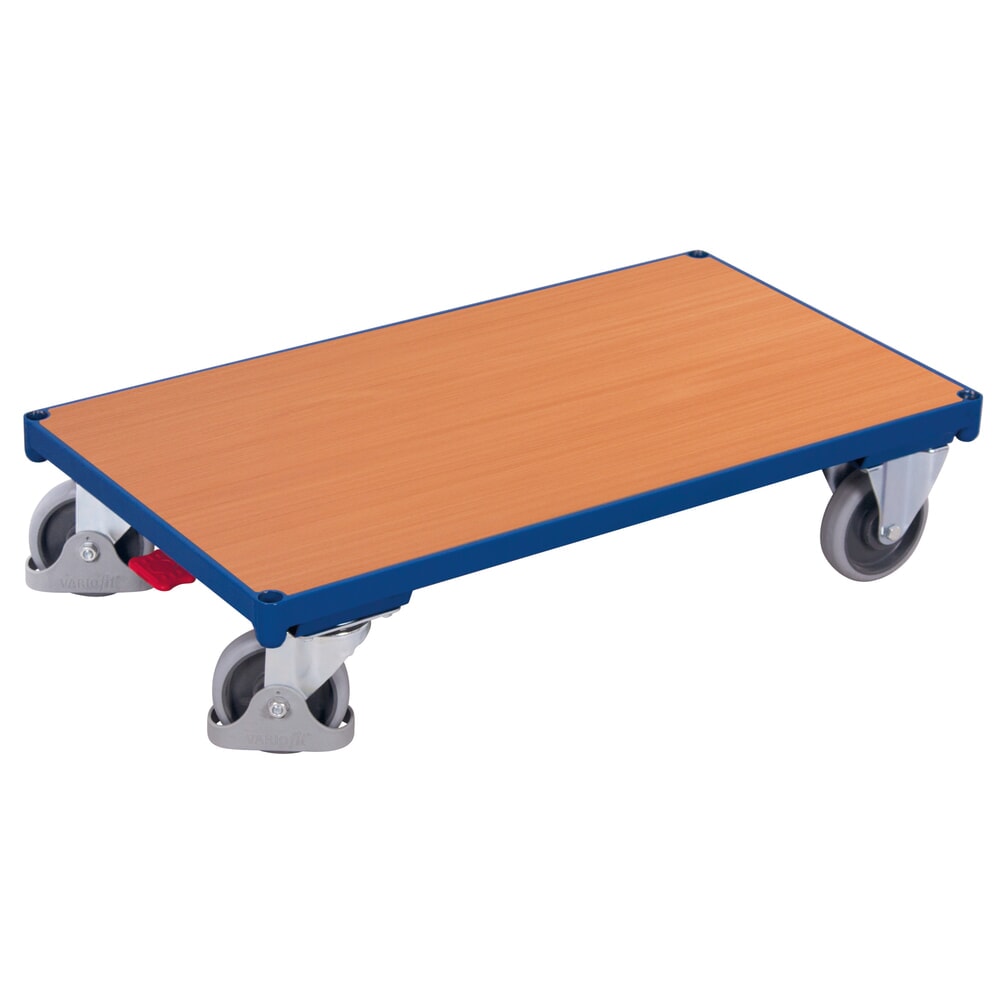 VARIOfit® Plattform-Magazinwagen, EasySTOP®-Bremssystem, HxBxT 255 mm x 910 mm x 500 mm, enzianblau