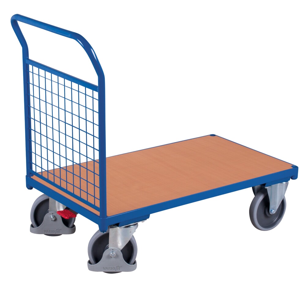 VARIOfit® Stirnwand-Magazinwagen, Drahtgitterwände, HxBxT 1015 mm x 1125 mm x 600 mm, enzianblau