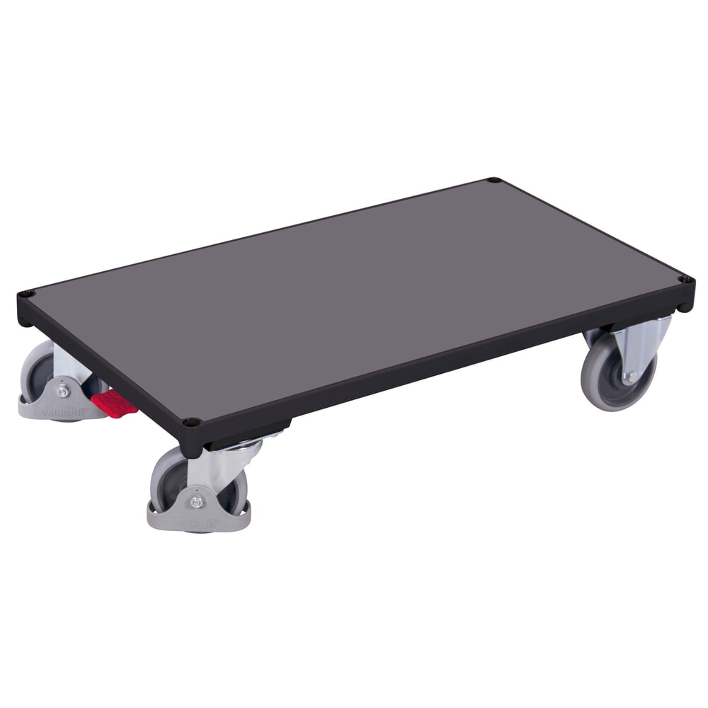 VARIOfit® Plattform-Magazinwagen, EasySTOP®-Bremssystem, HxBxT 255 mm x 910 mm x 500 mm, anthrazitgrau