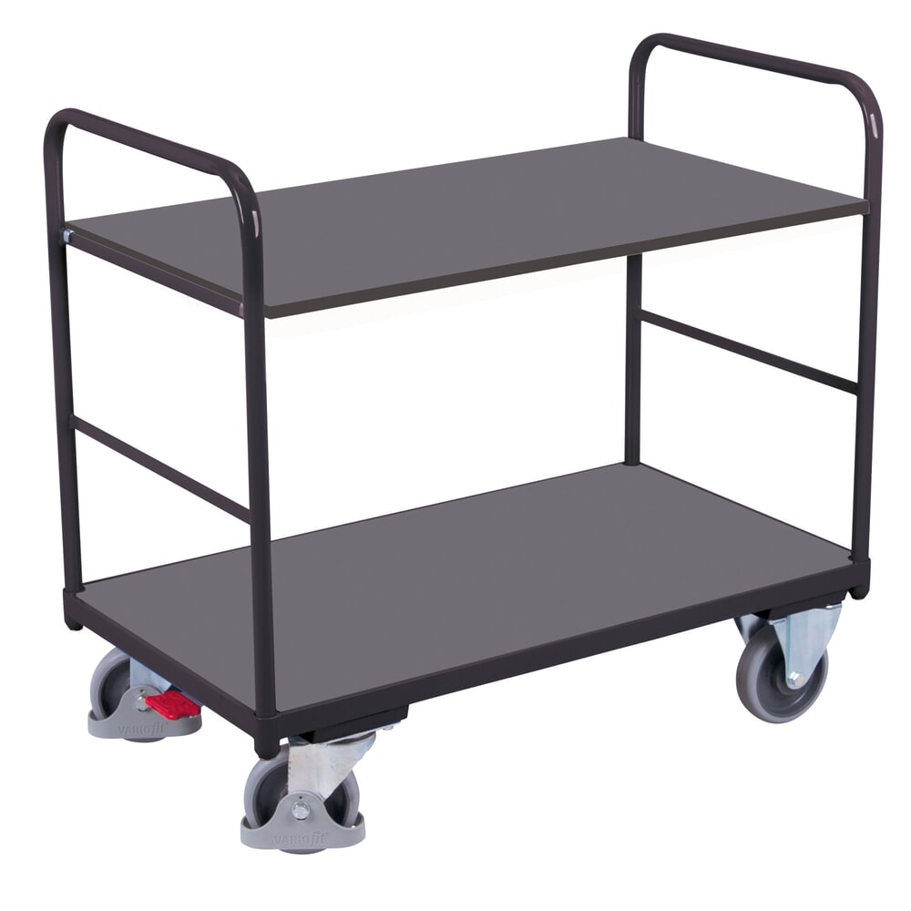 VARIOfit® Tischwagen, 2 Böden, HxBxT 990 mm x 910 mm x 500 mm, anthrazitgrau