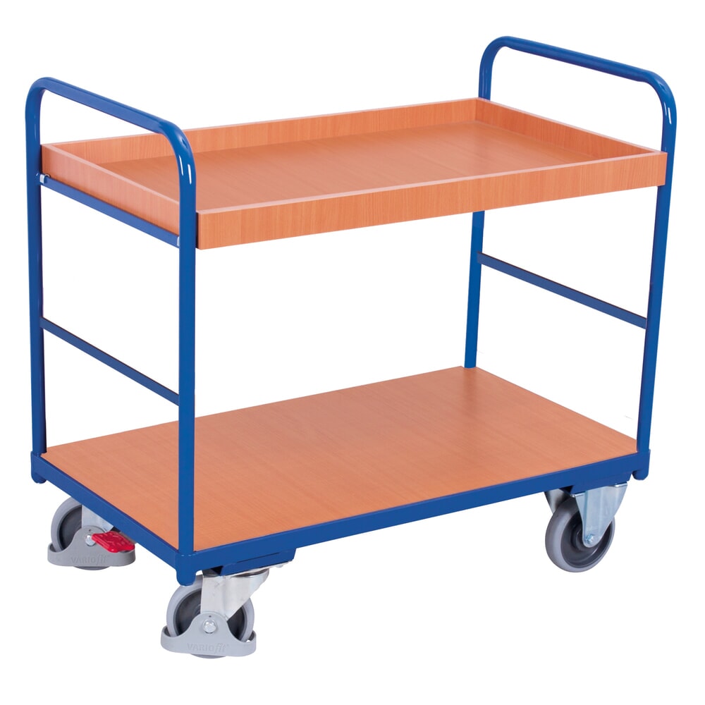 VARIOfit® Tischwagen, 1 Boden, 1 Tablett, HxBxT 990 mm x 910 mm x 500 mm, enzianblau