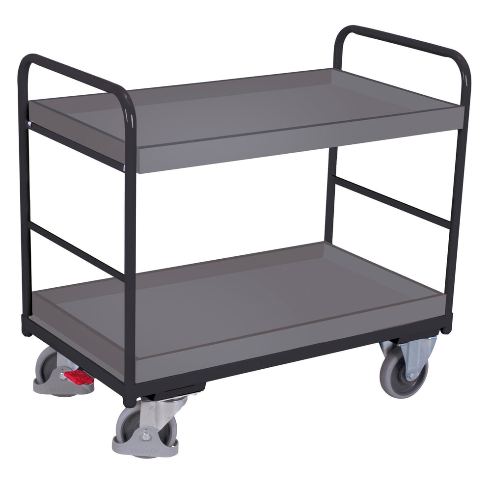 VARIOfit® Tischwagen, 2 Tabletts, HxBxT 990 mm x 1060 mm x 700 mm, anthrazitgrau