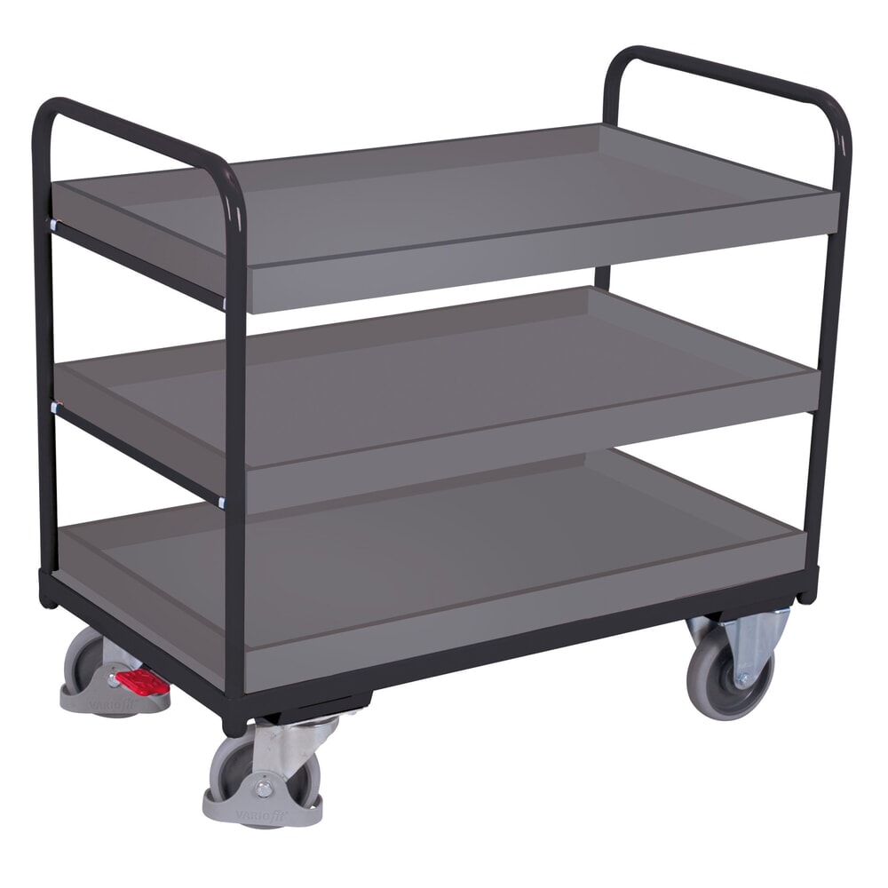 VARIOfit® Tischwagen, 3 Tabletts, HxBxT 990 mm x 1060 mm x 700 mm, anthrazitgrau