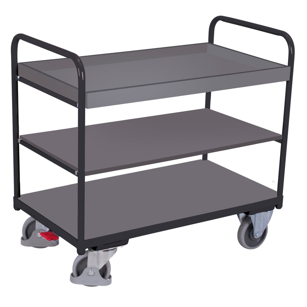 VARIOfit® Tischwagen, 2 Böden, 1 Tablett, HxBxT 990 mm x 1260 mm x 800 mm, anthrazitgrau