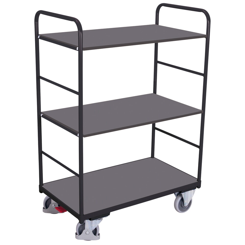 VARIOfit® Etagenwagen, Stahlrohr-Konstruktion mit Holzwerkstoff-Platte, 2 Etagen, HxBxT 1530 mm x 1060 mm x 700 mm, anthrazitgrau