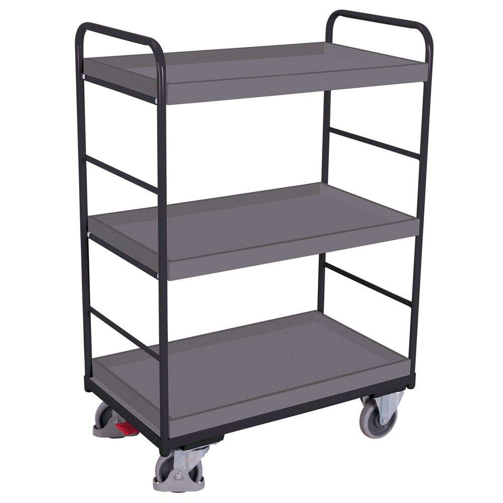 VARIOfit® Etagenwagen, variabel einhängbare Tabletts, 3 Etagen, HxBxT 1530 mm x 1060 mm x 700 mm, anthrazitgrau