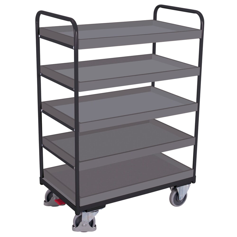 VARIOfit® Etagenwagen, variabel einhängbare Tabletts, 4 Etagen, HxBxT 1530 mm x 910 mm x 500 mm, anthrazitgrau