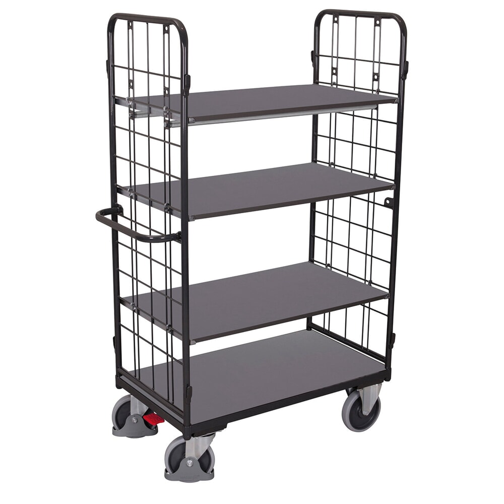 VARIOfit® Etagenwagen, 2 vergitterte Stirnwände, 3 Etagen, HxBxT 1820 mm x 1185 mm x 720 mm, anthrazitgrau
