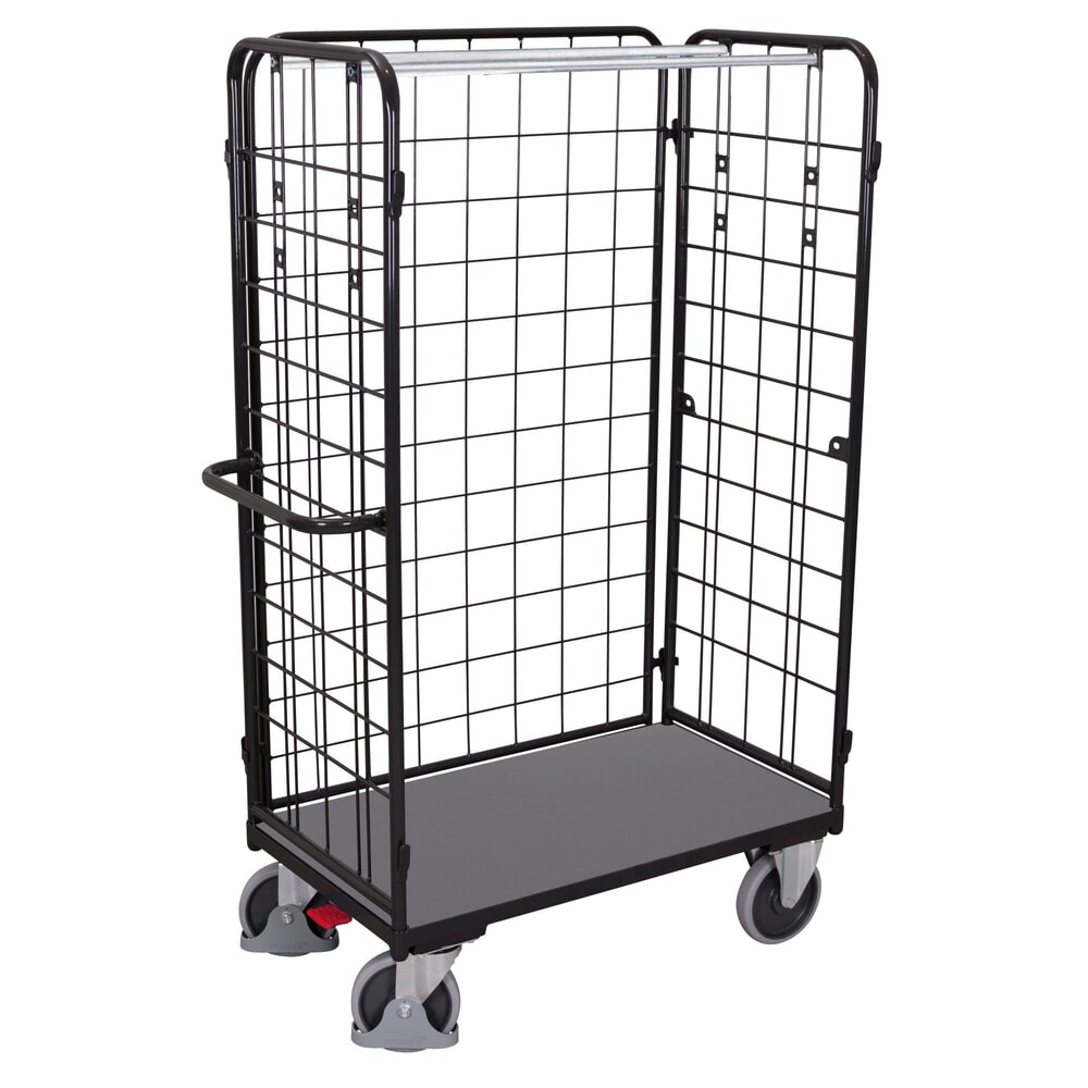 VARIOfit® 3-seitiger Rollbehälter, 3 Gitterwände, EasySTOP®-Bremssystem, HxBxT 1820 mm x 1190 mm x 625 mm, anthrazitgrau