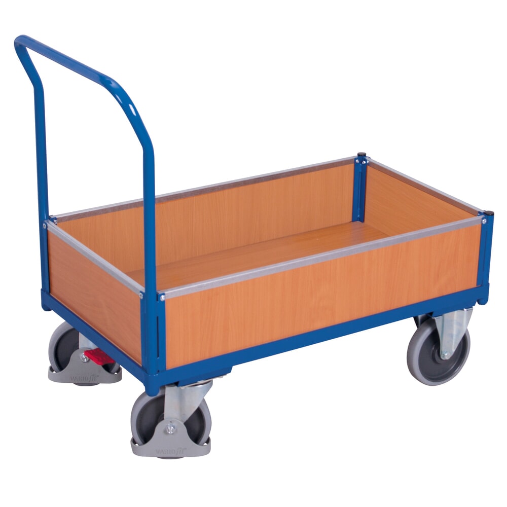 VARIOfit® Kasten-Magazinwagen, Holzwerkstoff-Ladefläche, HxBxT 1015 mm x 1125 mm x 600 mm, enzianblau