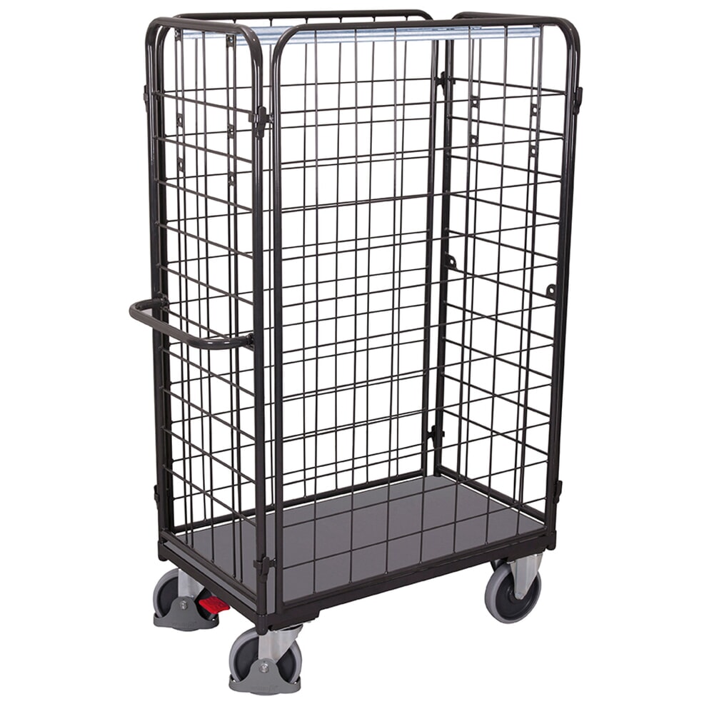 VARIOfit® 4-seitiger Rollbehälter, 4 Gitterwände, EasySTOP®-Bremssystem, HxBxT 1820 mm x 1190 mm x 740 mm, anthrazitgrau