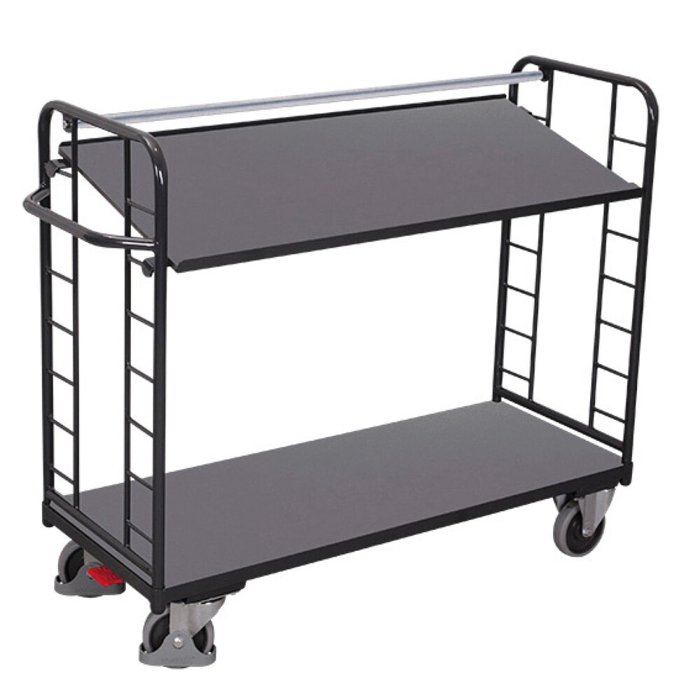 VARIOfit® Montagewagen, 3 Holzböden, 2 Etagen, HxBxT 1235 mm x 1510 mm x 550 mm, anthrazitgrau