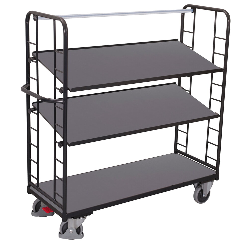 VARIOfit® Montagewagen, 3 Holzböden, 2 Etagen, HxBxT 1575 mm x 1805 mm x 650 mm, anthrazitgrau