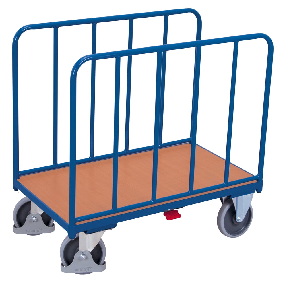 VARIOfit® Seitenbügel-Magazinwagen, Rohrwände, HxBxT 1045 mm x 1060 mm x 600 mm, enzianblau