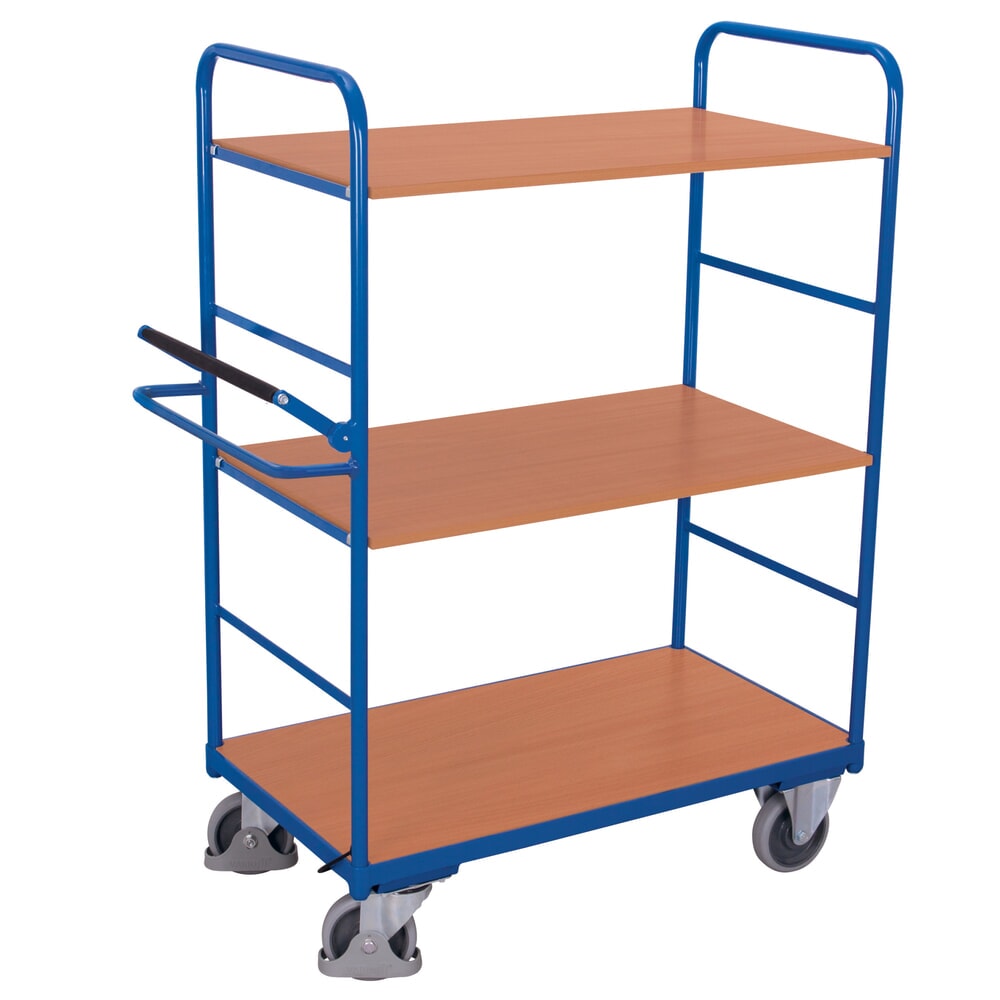 VARIOfit® Etagenwagen, Totmannbremse, 2 Etagen, HxBxT 1530 mm x 1195 mm x 600 mm, enzianblau