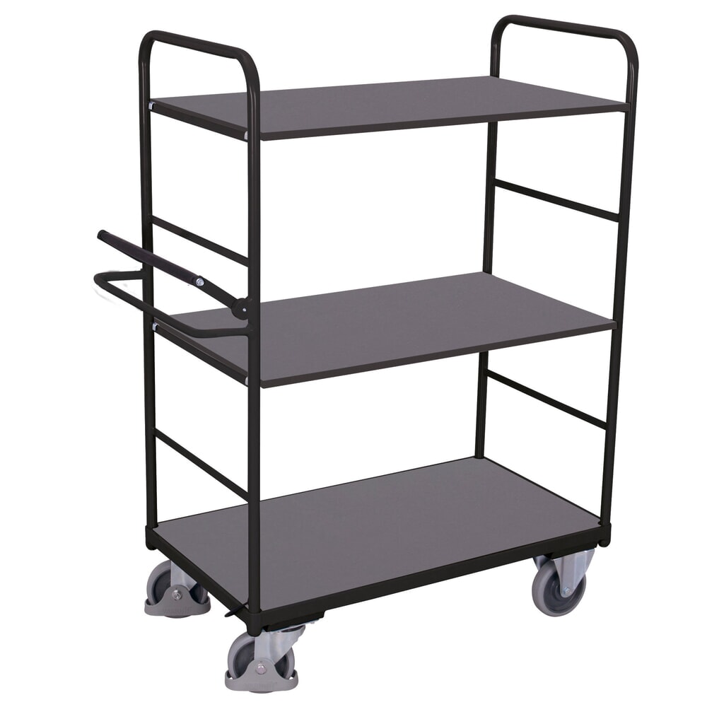 VARIOfit® Etagenwagen, Totmannbremse, 2 Etagen, HxBxT 1530 mm x 1195 mm x 600 mm, anthrazitgrau