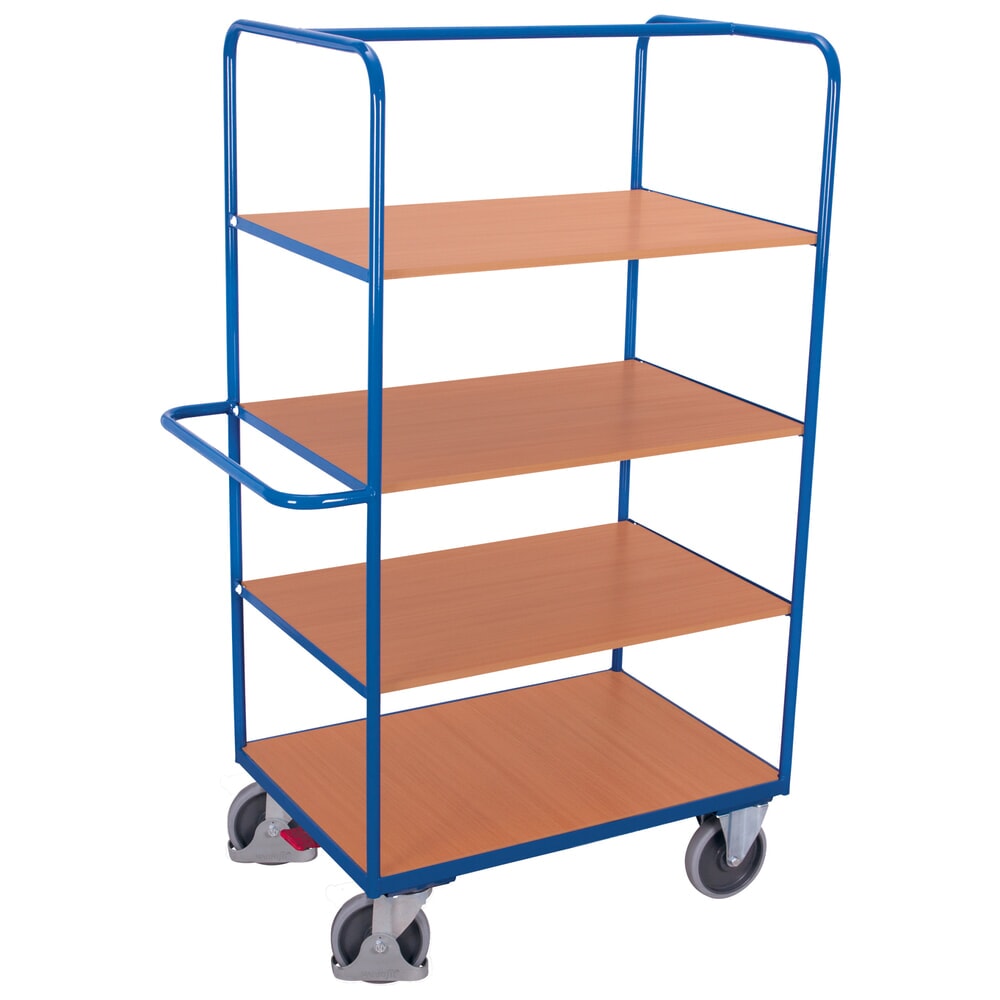 VARIOfit® Etagenwagen, hochklappbare Etagenböden, 2 Wände, HxBxT 1890 mm x 1200 mm x 700 mm, enzianblau