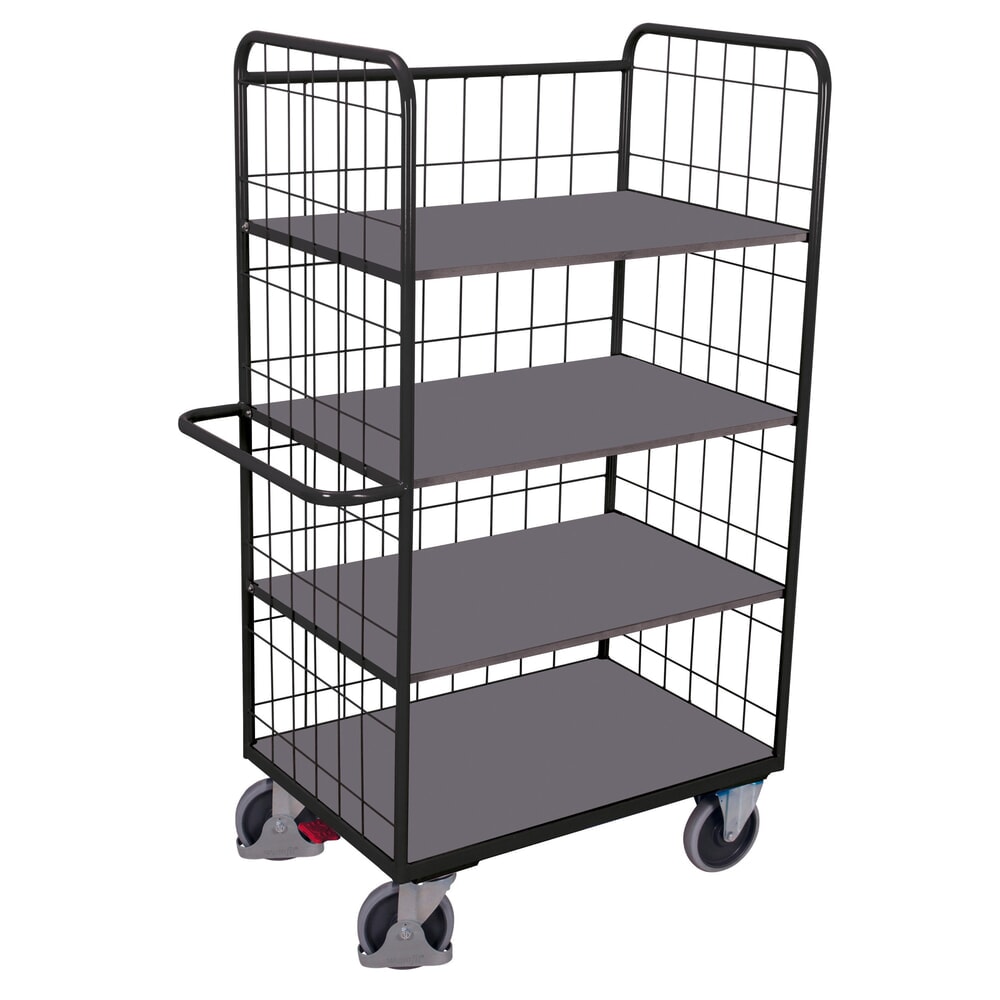 VARIOfit® Etagenwagen, hochklappbare Etagenböden, 3 Wände, HxBxT 1890 mm x 1200 mm x 700 mm, anthrazitgrau