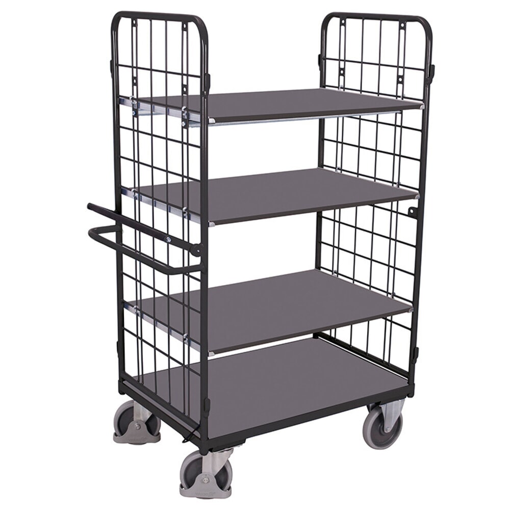 VARIOfit® Etagenwagen, Totmannbremse, 3 Etagen, HxBxT 1825 mm x 1195 mm x 715 mm, anthrazitgrau