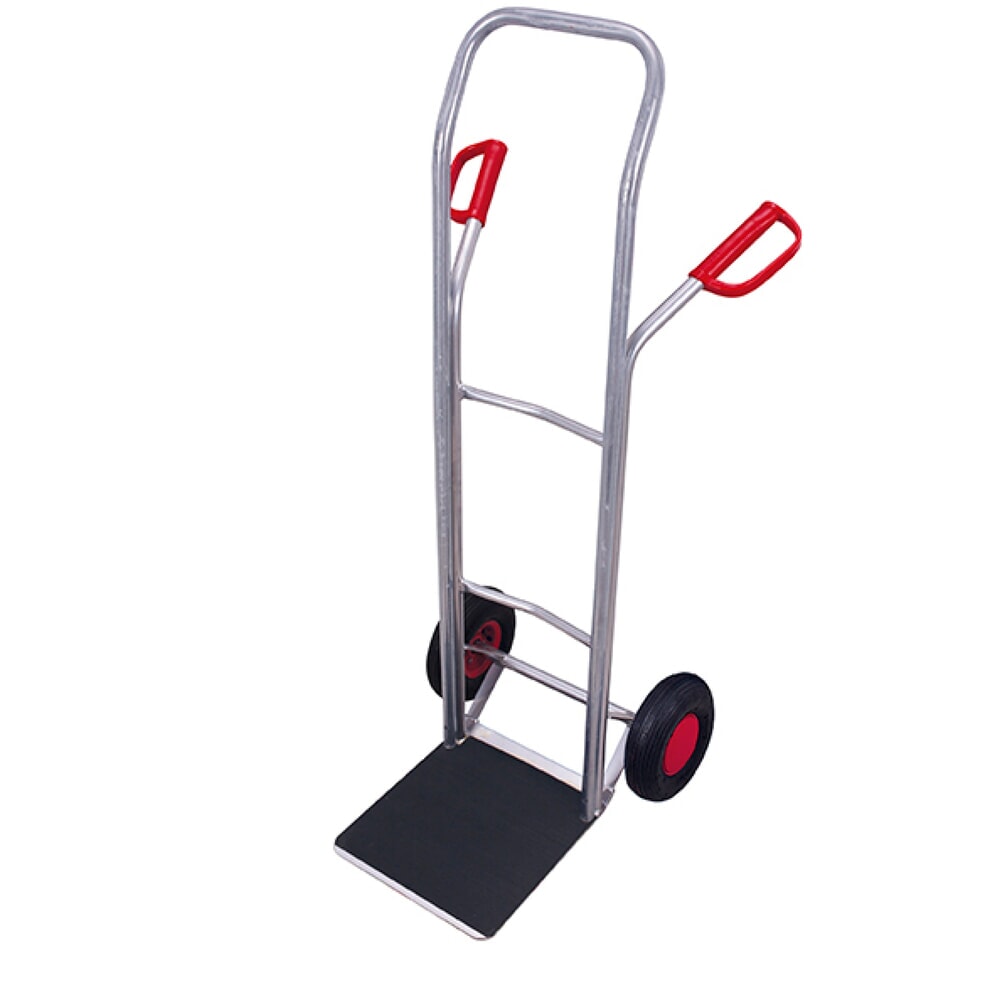 VARIOfit® Möbel-Sackkarre aus Aluminium, Schaufel mit Riefengummimatte, Tragkraft 200 kg, Schaufel BxT 360 x 320 mm, Luft-Bereifung