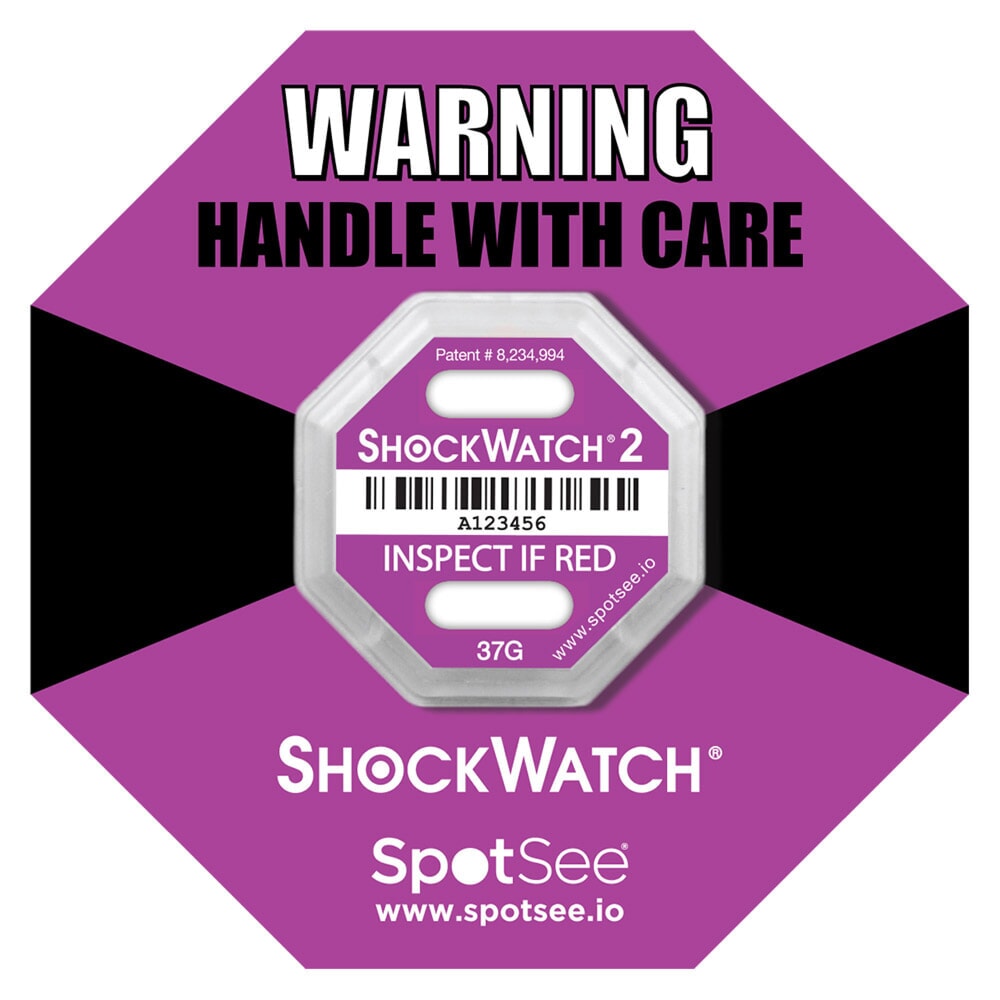 Shockwatch®2 Stoßindikator, für Transportgüter bis 14 Tonnen, violett, Empfindlichkeit 37 g