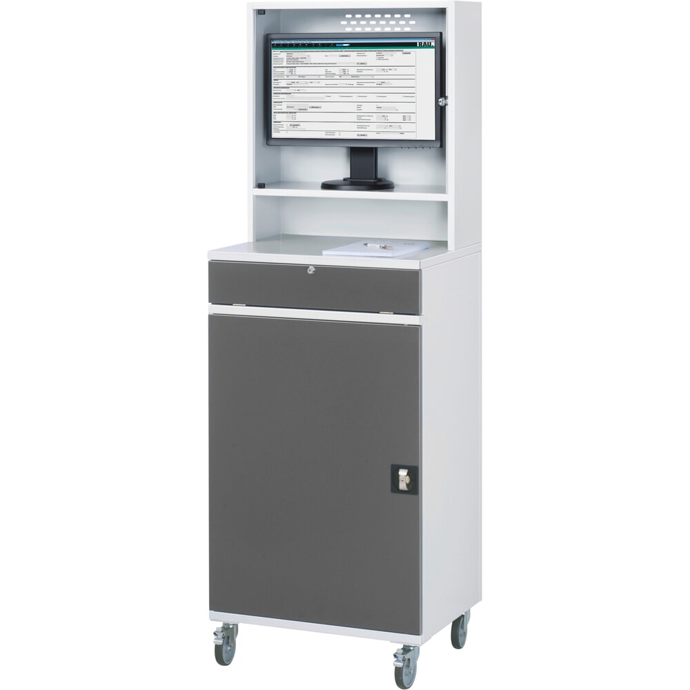 Steinbock® Computerschrank Selection, verfahrbar, HxBxT 1895 x 650 x 520 mm, anthrazitgrau