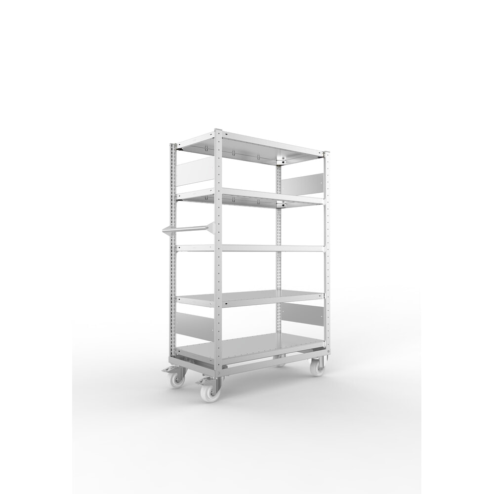 META Etagenwagen CLIP, 4 Böden, 1 Abdeckboden, verzinkt, HxBxT 1500 mm x 1000 mm x 500 mm
