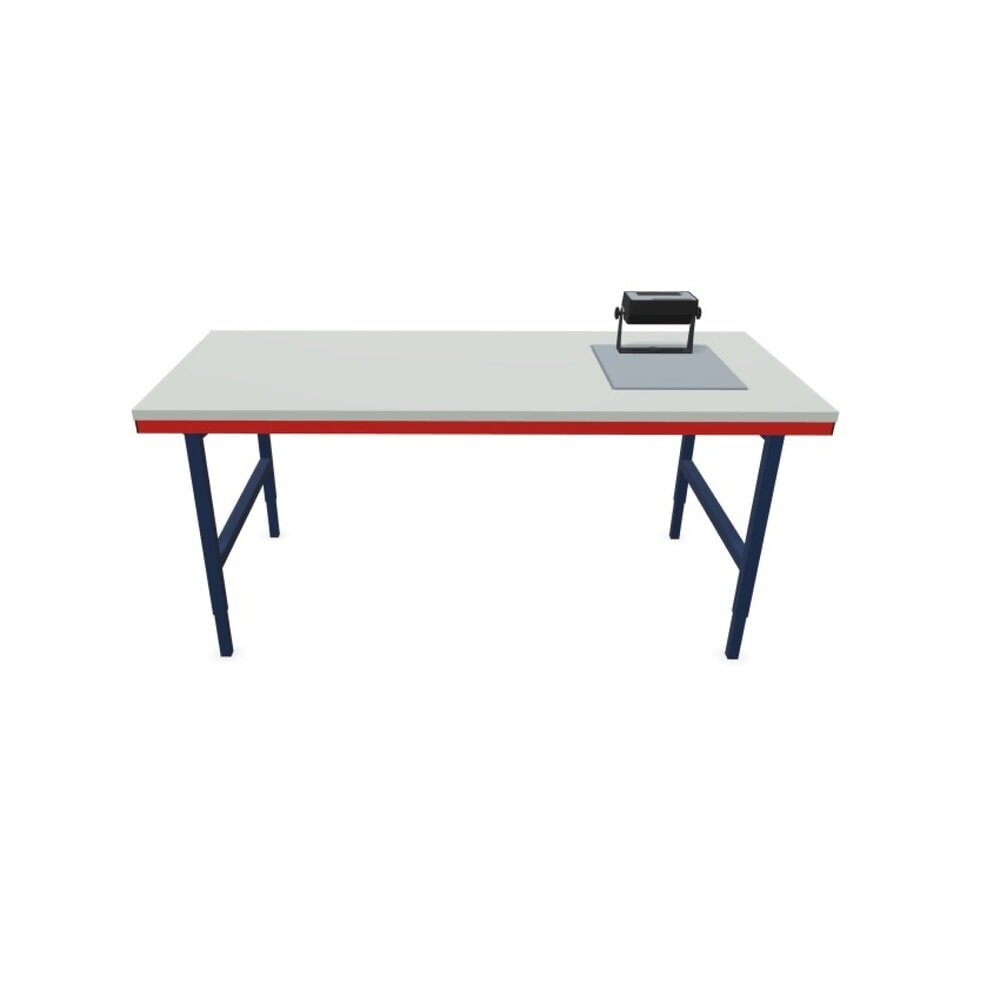 Rocholz Manuell höhenverstellbarer Packtisch SYSTEM 2000 mit Waage bis 60 kg, nicht eichfähig, HxBxT 690-960 x 2.000 x 920 mm