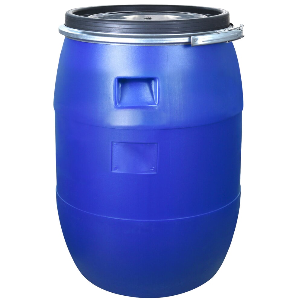 HEMMDAL Spannringfass mit Deckel, rund, lebensmittelecht, blau, 60 Liter