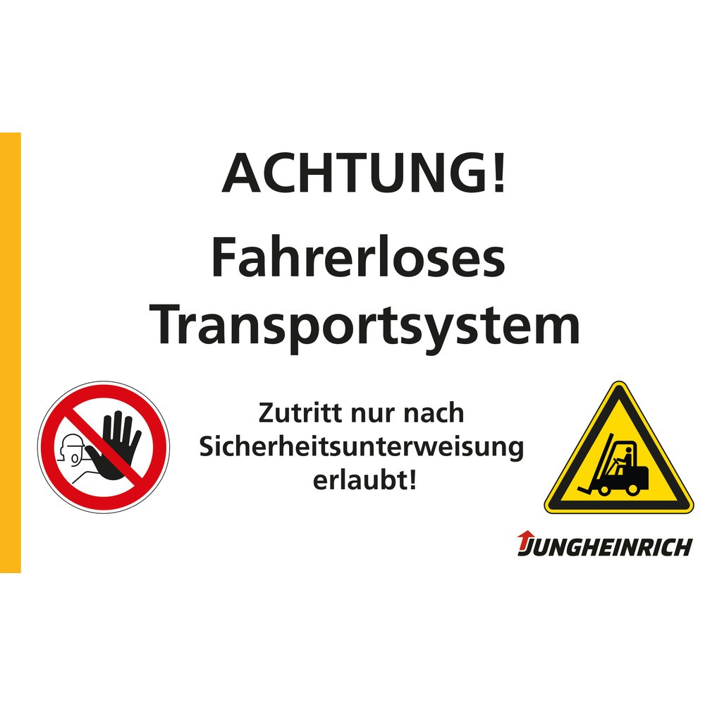 Warnschild "Fahrerloses Transportsystem", weiss, BxH 800 x 500 mm