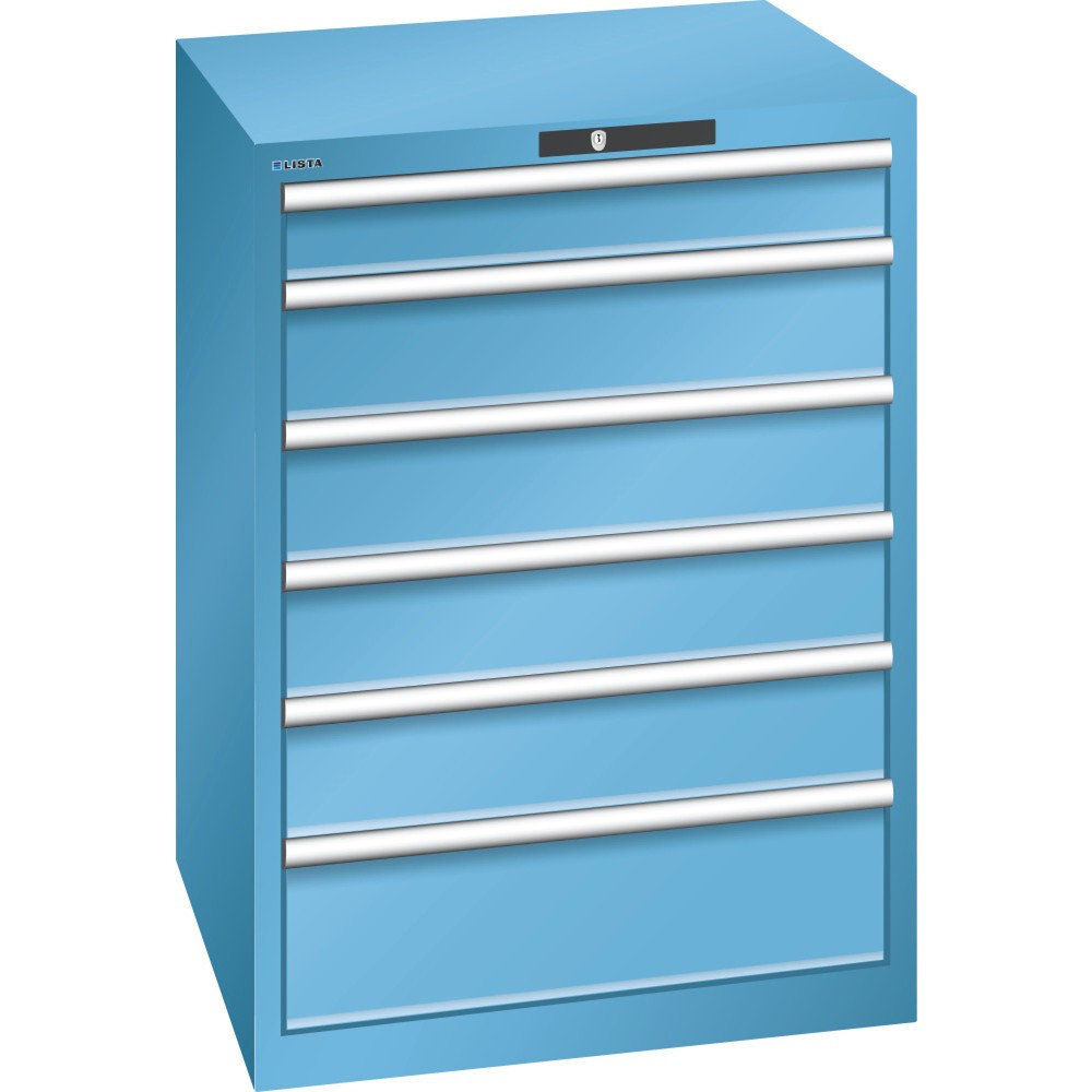 LISTA Schubladenschrank 36x36E, (BxTxH) 717x725x1000mm, 6 Schubladen TK 200kg, lichtblau, AUTO Lock