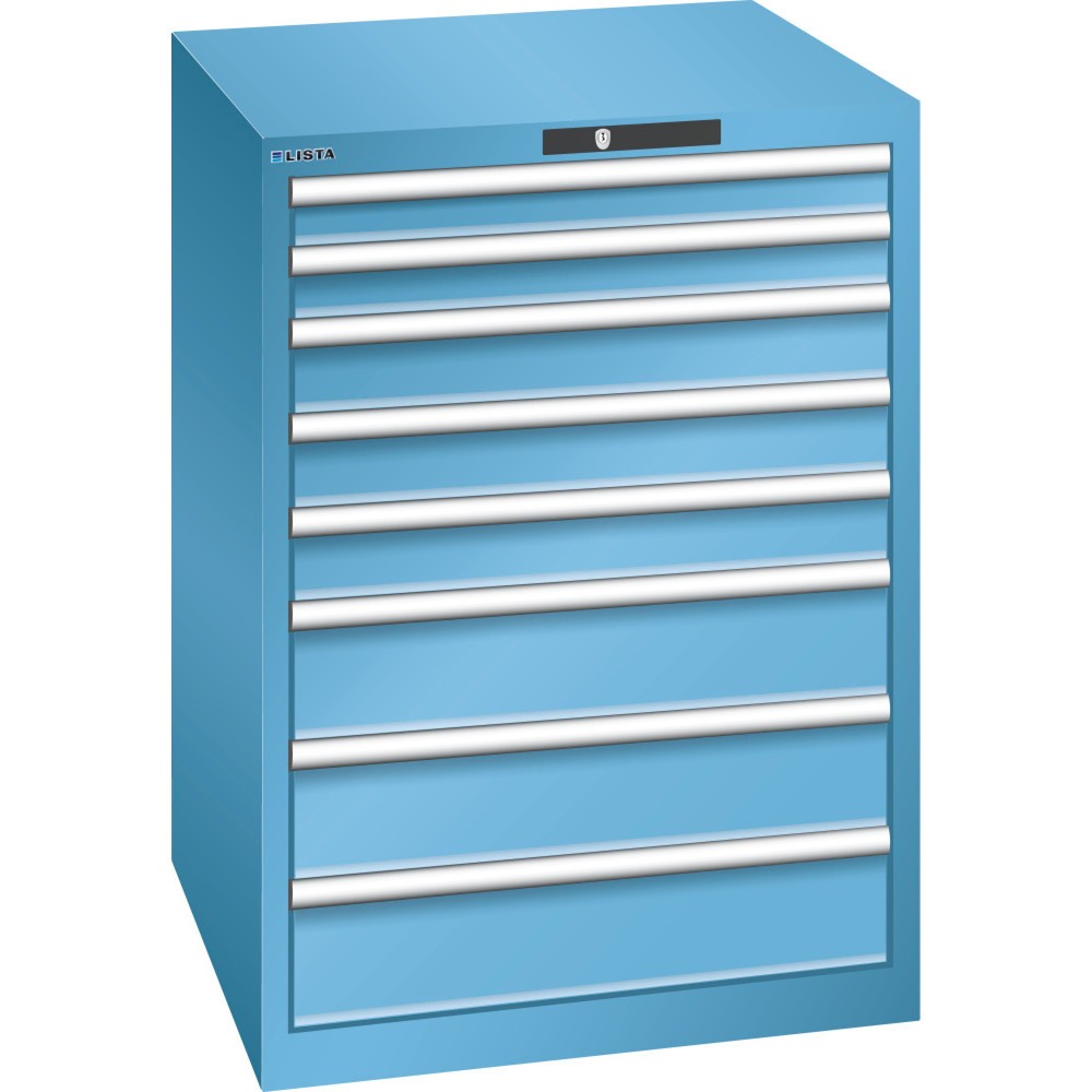 LISTA Schubladenschrank 36x36E, (BxTxH) 717x725x1000mm, 8 Schubladen, 2 x 75 / 3 x 100 / 3 x 150, lichtblau, KEY Lock