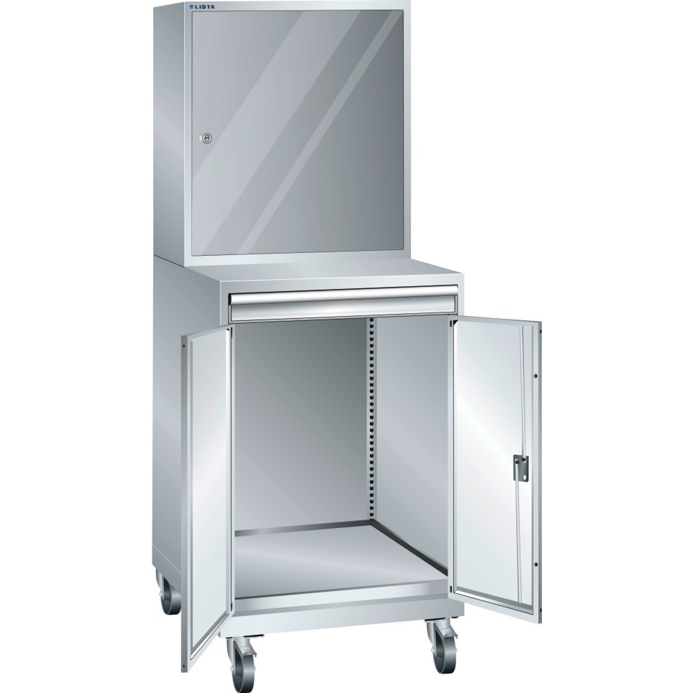 LISTA Computerschrank fahrbar 36x36E, (BxTxH) 717x725x1837mm, D / Schuko, lichtgrau