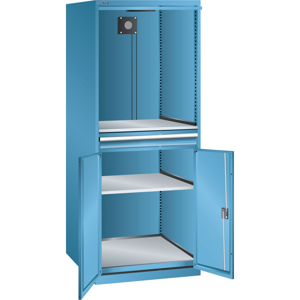 LISTA Computerschrank 36x36E, (BxTxH) 717x725x1625mm, D / Schuko, lichtblau