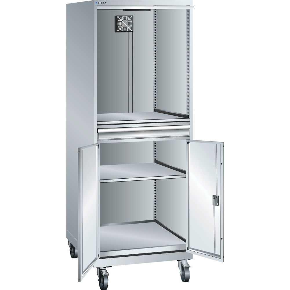 LISTA Computerschrank fahrbar 36x36E, (BxTxH) 717x725x1762mm, D / Schuko, lichtgrau