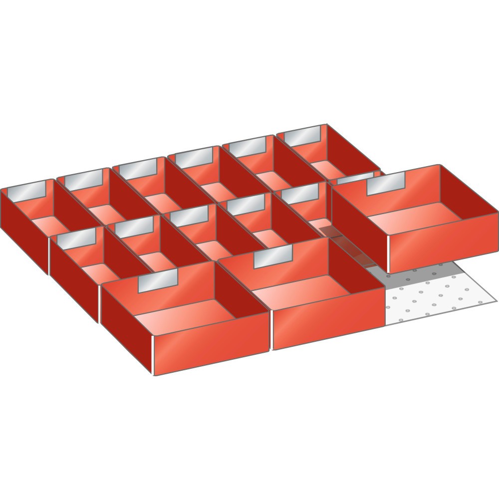 LISTA Set Einsatzkästen, (BxT) 459x510mm, 15-teilig, für Fronthöhe 75mm
