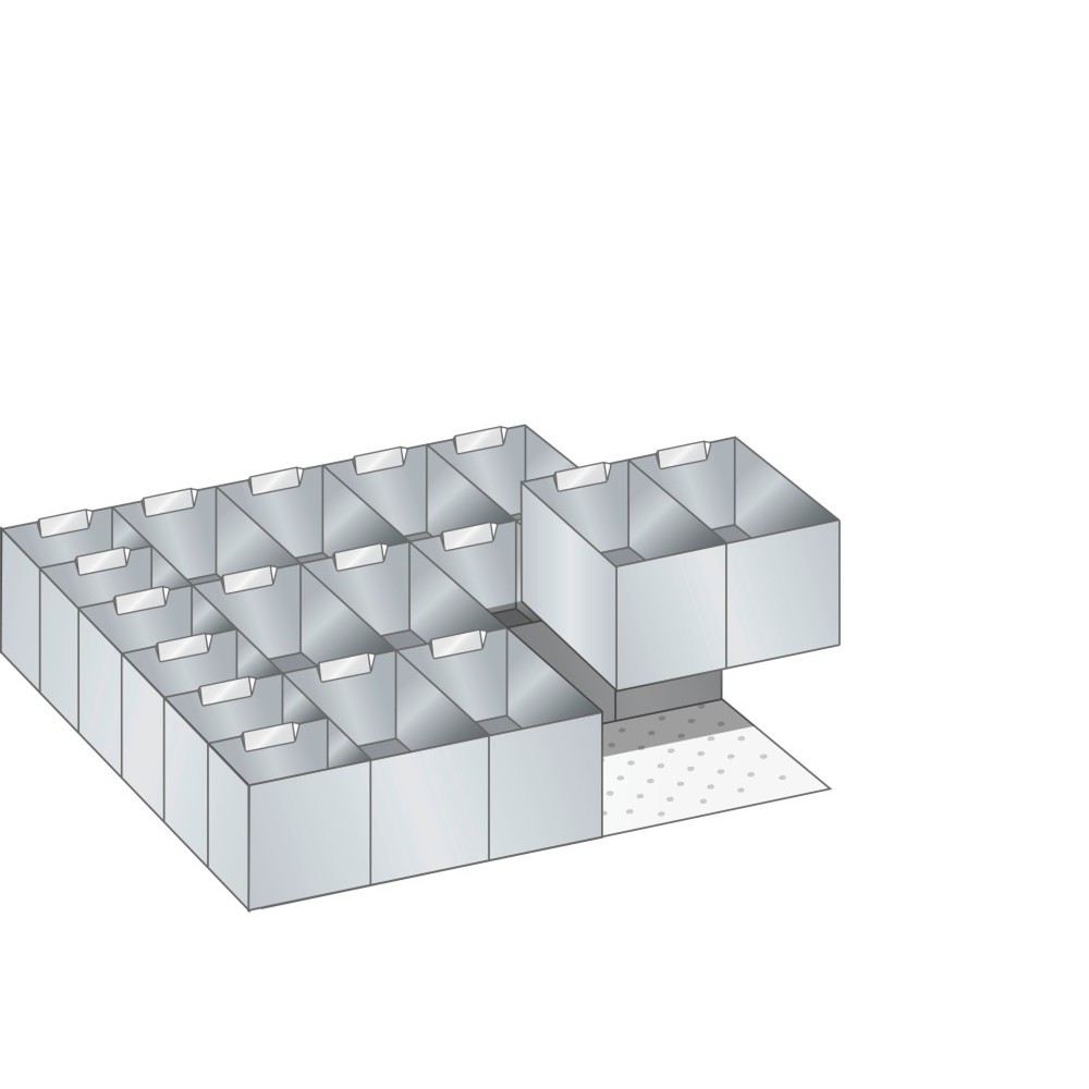LISTA Set Einsatzkästen, (BxT) 500x600mm, 18-teilig, für Fronthöhe 75mm