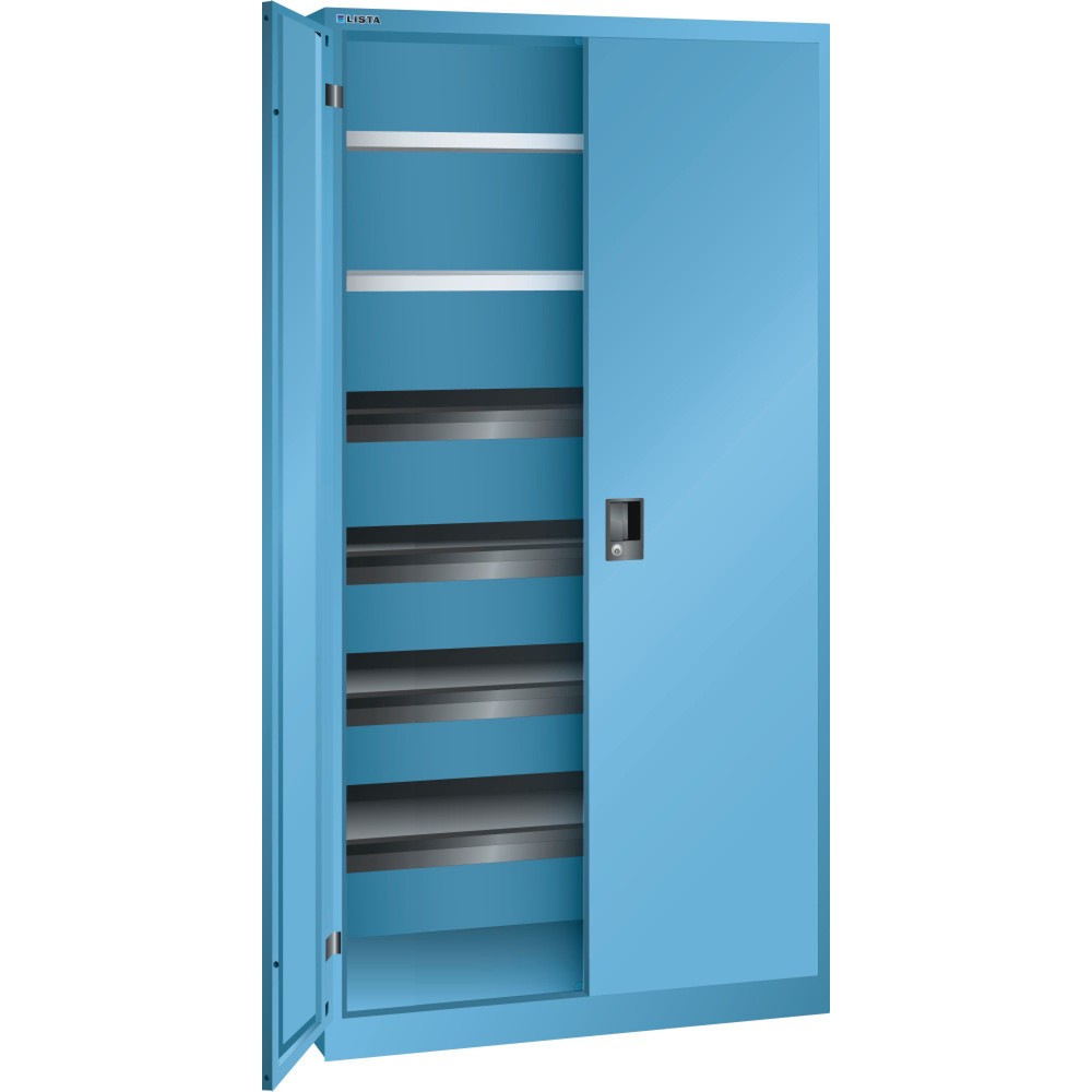 LISTA Flügeltürschrank, (BxTxH) 1000x580x1950mm, 4 Auszug-, 2 Verstellböden, lichtblau, RFID Lock
